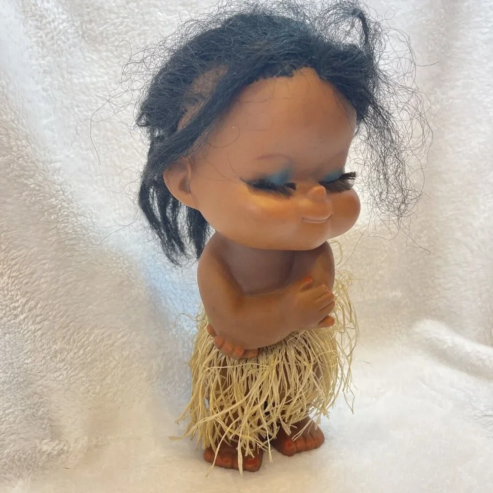 Hawaiian Hula Doll Vintage Sun Bunny Grass Skirt Hong Kong Tiki‎ Bar Luau Decor